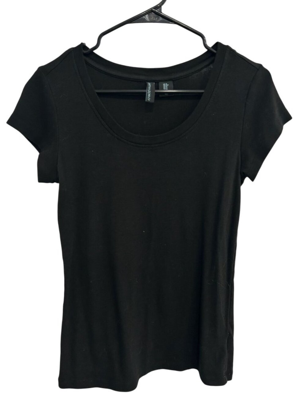 Cynthia Rowley Small Black Short Sleeve Scoop Neck Stretch Tee Minimalist Y2K